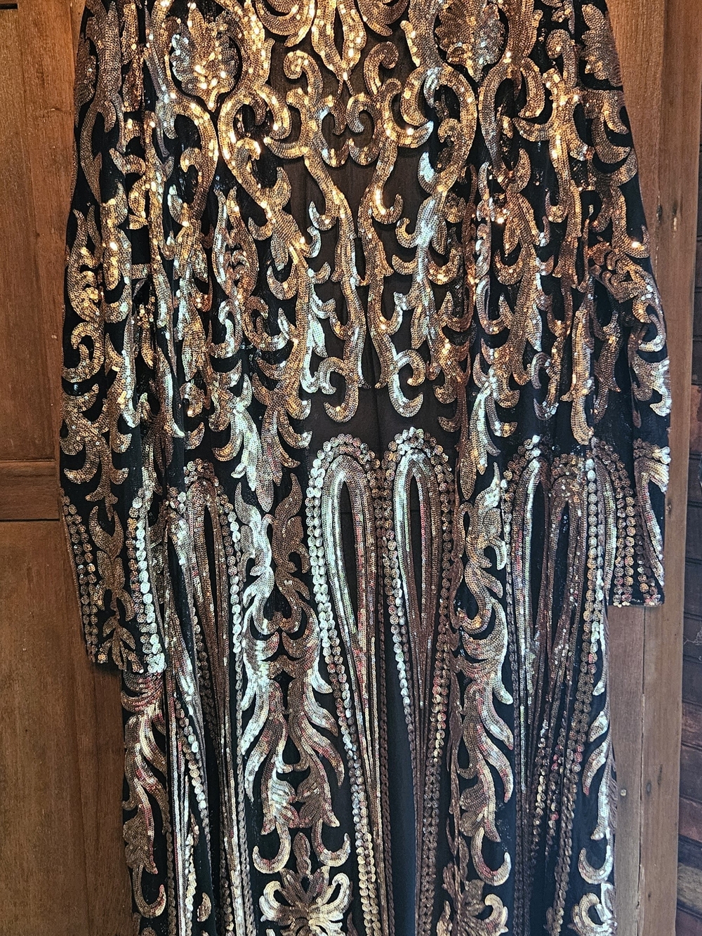 VENUS Black Long Sleeve Sequin Embellished DUSTER - Picture 6 of 8